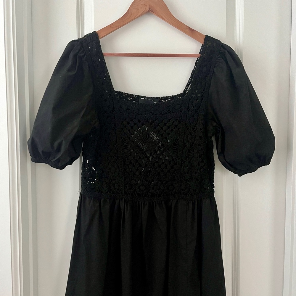 ASOS Black Crochet Maxi Dress